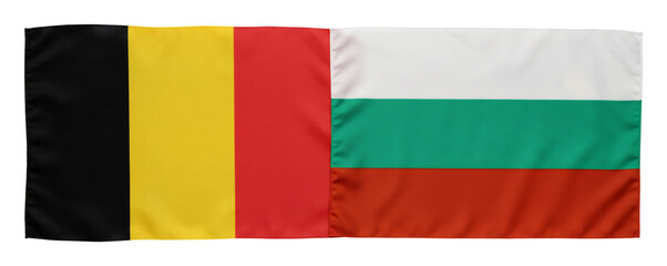 Obraz premium Belgian and Bulgarian flags side by side vibrant colors. AI Generated