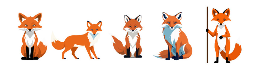Obraz premium set of fox animal illustration