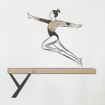 Artistic Gymnastics Wall Decor: Elegant Line Art of a Female Gymnast