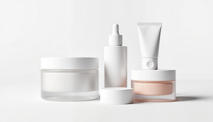 Realistic cosmetic packaging mockups, minimal branding elegance