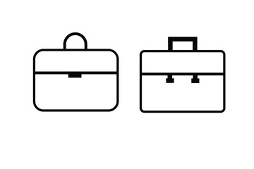vector icons of suitcases, travel bags, and briefcases.
