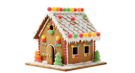 Gingerbread House: Festive, Sweet, and Delightful Holiday Treat. Isolated transparent background