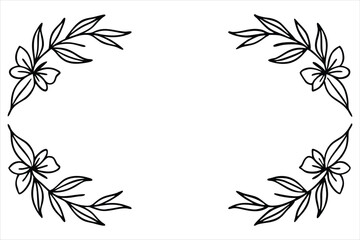 Floral Frame with Pink Lily and Leaf Ornament in Vintage Spring Design