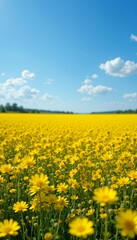 Fototapeta premium Canola Field in Spring under Dramatic Cloudy Sky
