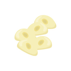 Peeled garlic illustration. Spice ingredient for culinary design.