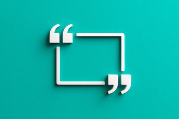 White quote box frame paper cut on grunge green background, Texting quote boxes.