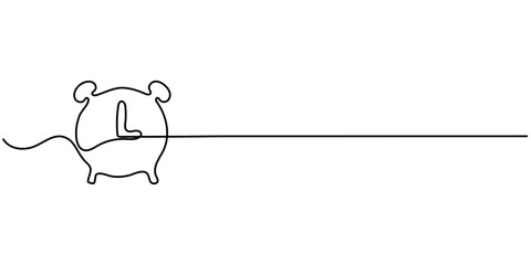 Single one line drawing alarm clock which has a picture of a cloudy crescent moon and a picture of a cloudy sun. Circadian rhythm. Biological Clock Day. Continuous line design graphic illustration. 