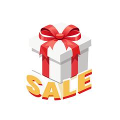 Obraz premium Realistic gift box with red bow and sale text