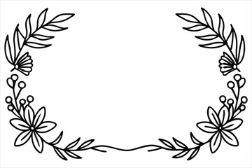 Floral Frame with Pink Lily and Leaf Ornament in Vintage Spring Design