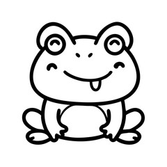 Fototapeta premium Happy cartoon frog sitting with big eyes illustration