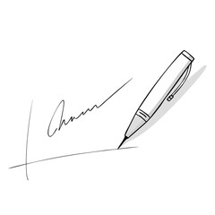 Naklejka premium Hand-drawn pen signature on white background