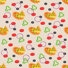 Colorful Pizza and Vegetable Pattern
