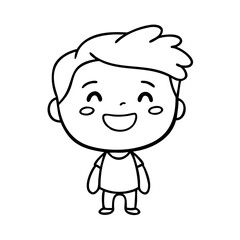 Obraz premium Cartoon boy with short hair standing in line art style