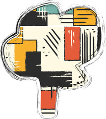 Abstract Grunge Blob with Retro Geometric Art and Bold Texture