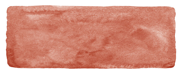 Terracotta red brown natural watercolor texture with stains and rounded, uneven edges. Aquarelle artistic template for banners, posters. Painted watercolour background.