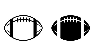 American Football Icon – Flat Vector Ball Symbol (Outline & Solid)