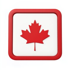 Obraz premium Bold icon representation of the Canadian flag featuring the red maple leaf symbol against a white background