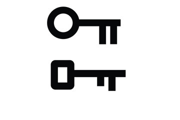 Minimal vector icon of a key for secure access.