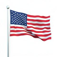 Fototapeta premium Waving flag of the United States represents freedom and national pride at a sunny outdoor gathering