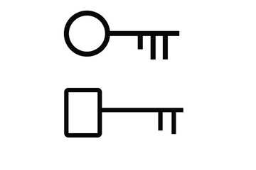 Minimal vector icon of a key for secure access.