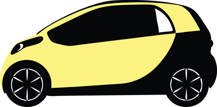 New generation yellow electric city car with. 3d illustration