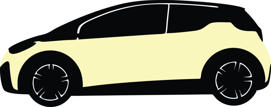 New generation yellow electric city car with. 3d illustration