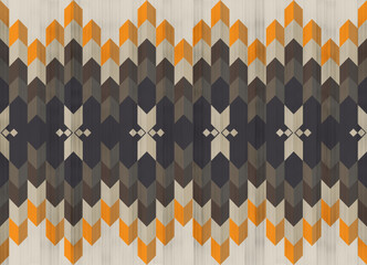 Aztec pattern.Chevron pattern.Zigzag shape on beige background.Arrow pattern .Indigo .Beige.Triangle repeat.DIgital design.Illustration.Blue.Seamless.Design for Blanket.Carpet.Printing and Knitting	