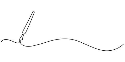 Obraz premium Continuous one line drawing writing pen isolated minimalist linear illustration made of single line vector illustration, Single continuous line drawing of vintage ballpoint. Pen icon. Back to school. 