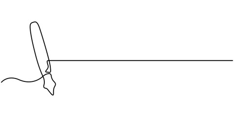 Continuous one line drawing writing pen isolated minimalist linear illustration made of single line vector illustration, Single continuous line drawing of vintage ballpoint. Pen icon. Back to school. 