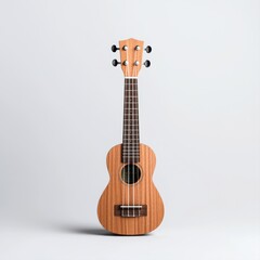 Obraz premium Acoustic Ukulele in Minimalist Style on Light Background Perfect for Music and Instrument Photography