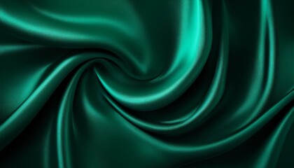 Obraz premium Deep emerald color. Silk satin. Dark. Soft folds. Fabric. Luxury background. Space, design.
