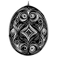 Ornamental egg with swirls and geometric details creating an elegant pattern