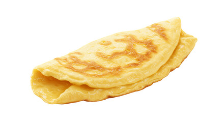 Golden Omelet Folded on a White Surface Ready for Breakfast