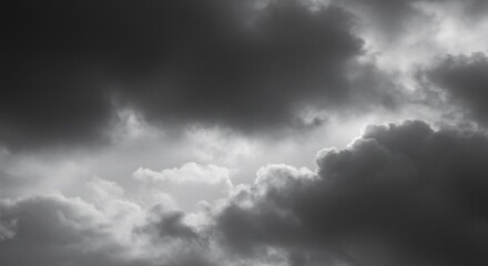 Fototapeta premium Dramatic grayscale cloudscape moody atmosphere. AI Generated