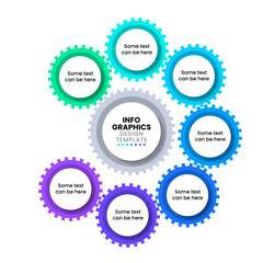 Infographic template. 7 connected gears with text