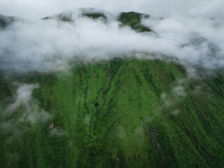 Aerial view of beautiful high altitude mountain landscape