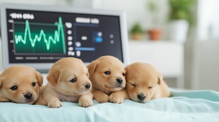 ultrasound dog concept. Healthy heartbeat monitor of unborn child image