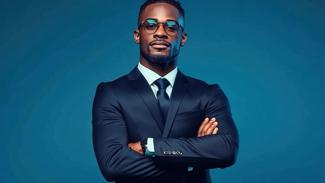 A confident person in formal attire standing with a positive expression, ready for success.