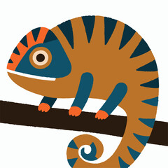 Colorful Chameleon Vector Set | Stylized Reptile Clipart Collection | Jungle Lizards on Branches and Isolated Silhouettes for Wildlife & Nature Design.