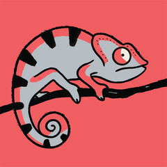 Colorful Chameleon Vector Set | Stylized Reptile Clipart Collection | Jungle Lizards on Branches and Isolated Silhouettes for Wildlife & Nature Design.