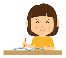 0073笑顔で勉強している子供