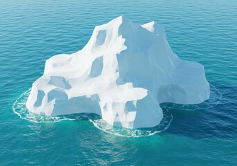 Fototapeta premium Ocean Iceberg Dramatic Aerial View Blue Water. AI Generated