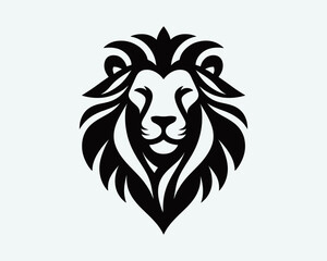 Lion Logo Design Vector Template. Lion Head Logo Icon Vector illustration. Black and white Lion head vector illustration.	