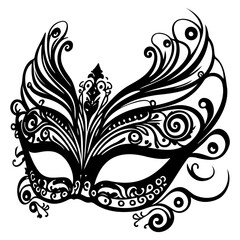 Detailed Decorative Masquerade Mask Illustration on Clean Background