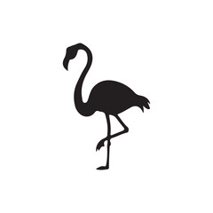 Fototapeta premium Elegant Flamingo Silhouette against a White Background.A simple, striking silhouette of a flamingo, perfect for showcasing its graceful form.