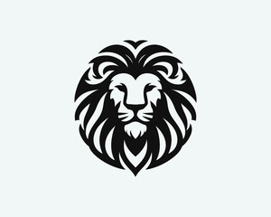 Lion Logo Design Vector Template. Lion Head Logo Icon Vector illustration. Black and white Lion head vector illustration.	