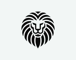 Lion Logo Design Vector Template. Lion Head Logo Icon Vector illustration. Black and white Lion head vector illustration.	
