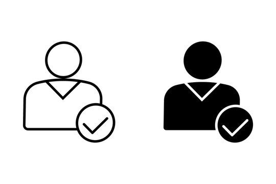 check user icon vector accept person profile avatar with checkmark yes tick symbol, checked user profile account approved icon