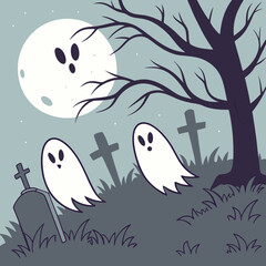 Spooky Halloween Ghosts – Cute and Creepy Ghost Vector Illustrations for Halloween