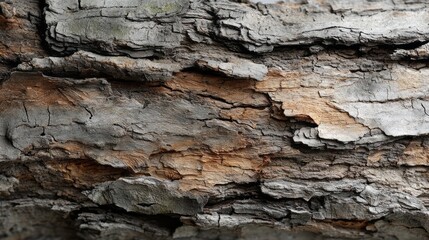 A close-up texture of tree bark, detailed texture, neutral colors.